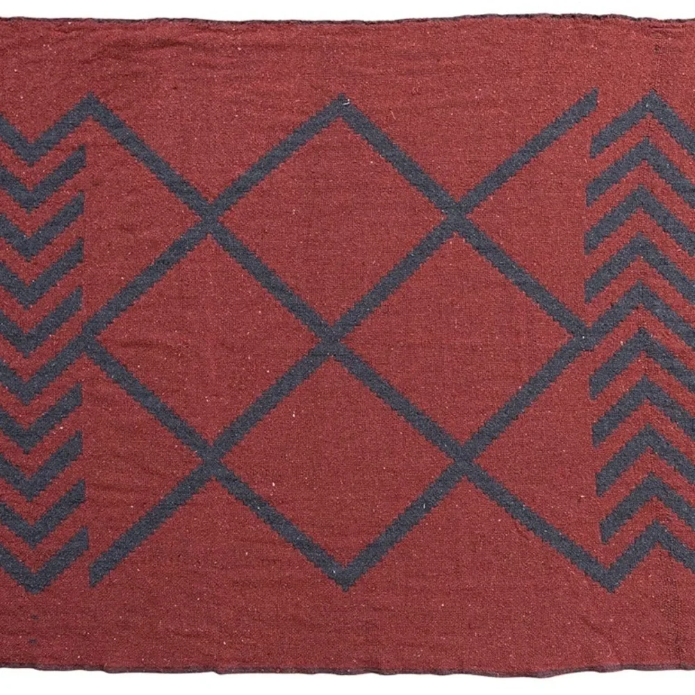 Creative Co-Op Recycled Cotton Blend Throw Blanket Geometric Fringe, Multicolor